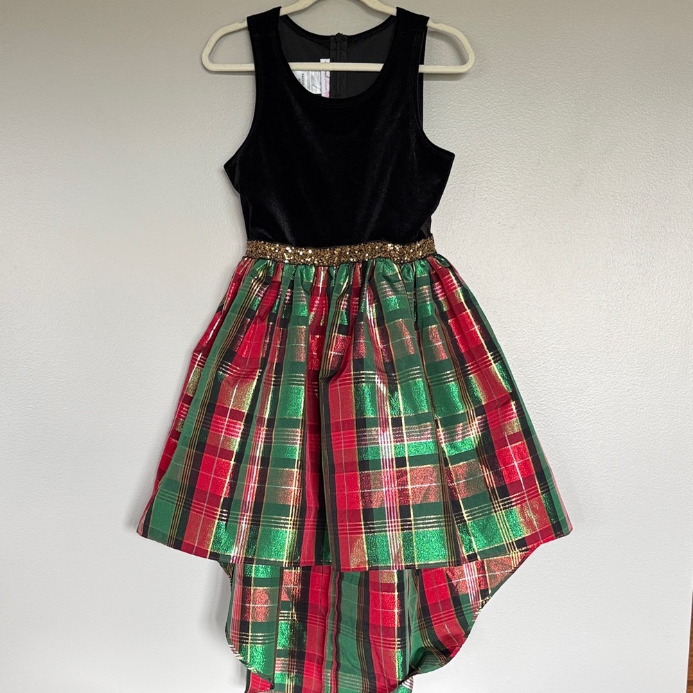 Bonnie Jean Black and Plaid Formal Dress